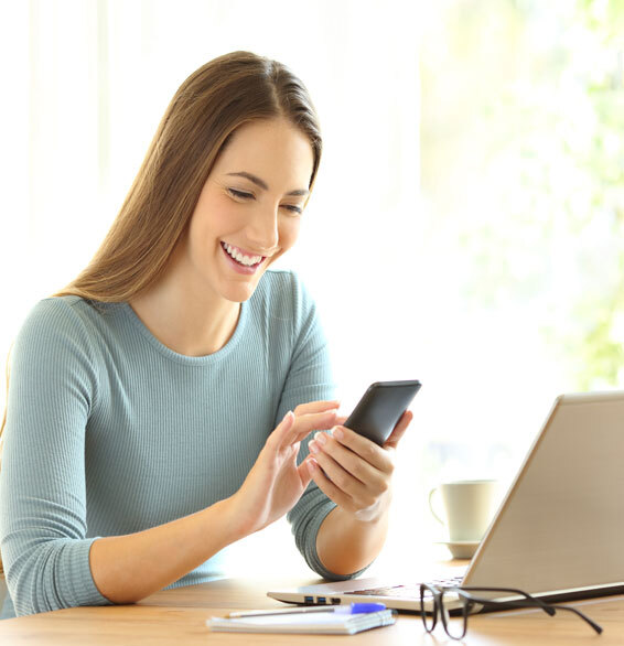 This image shows a woman using her phone.