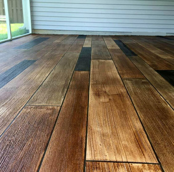 This image shows a floor that has a wood stain coating.