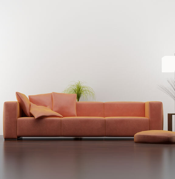 This image shows a living room with epoxy floor.
